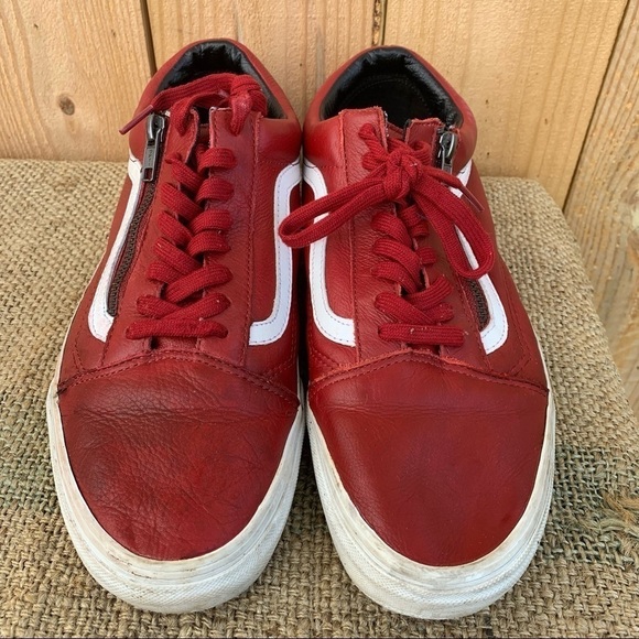 Vans 721499 Low Top Maroon Red Leather Vinyl Size 10 Mens Shoes Skater - Picture 2 of 7